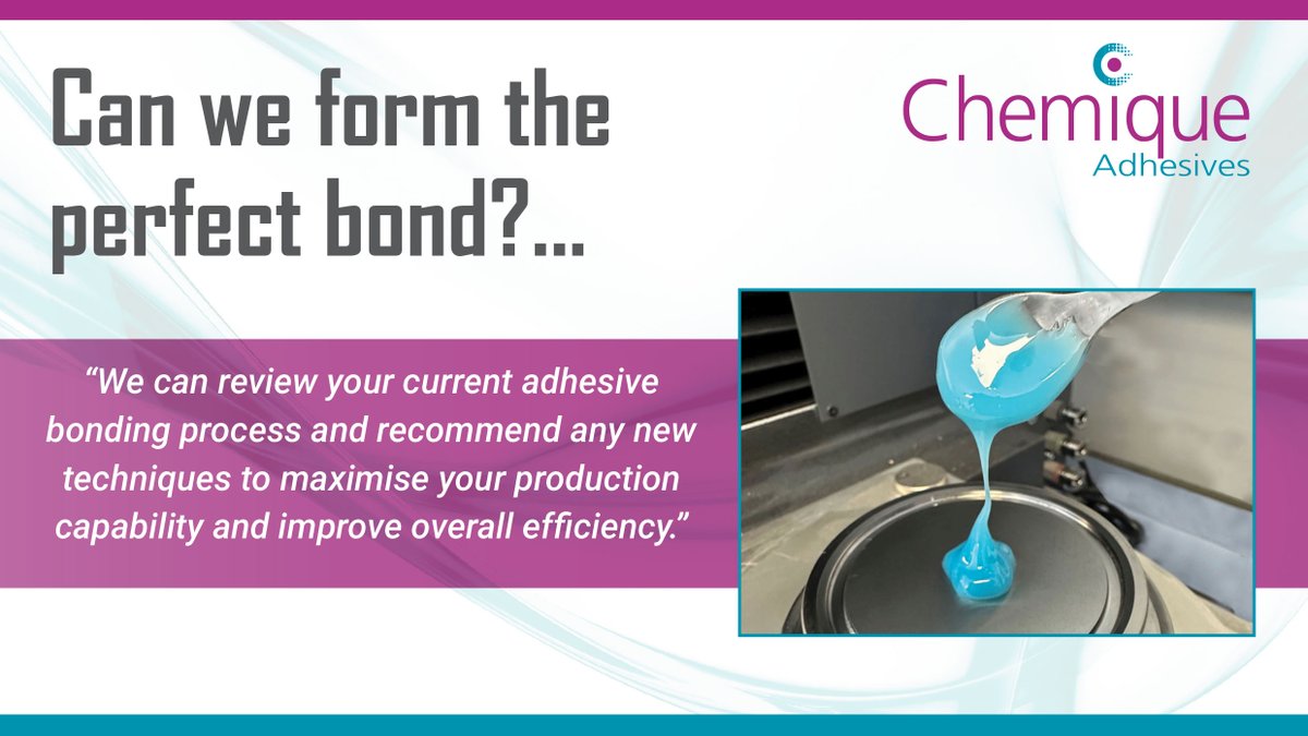 Can we form the perfect bond?

How we can help...
 
 🔹 Review your current bonding process
 🔹 Recommend new bonding techniques
 🔹 Offer on-site trials & testing
 🔹 Equipment installation / servicing
 
 Find out how here 👉 bit.ly/3Je6Oq7

 #adhesives  #ukmfg