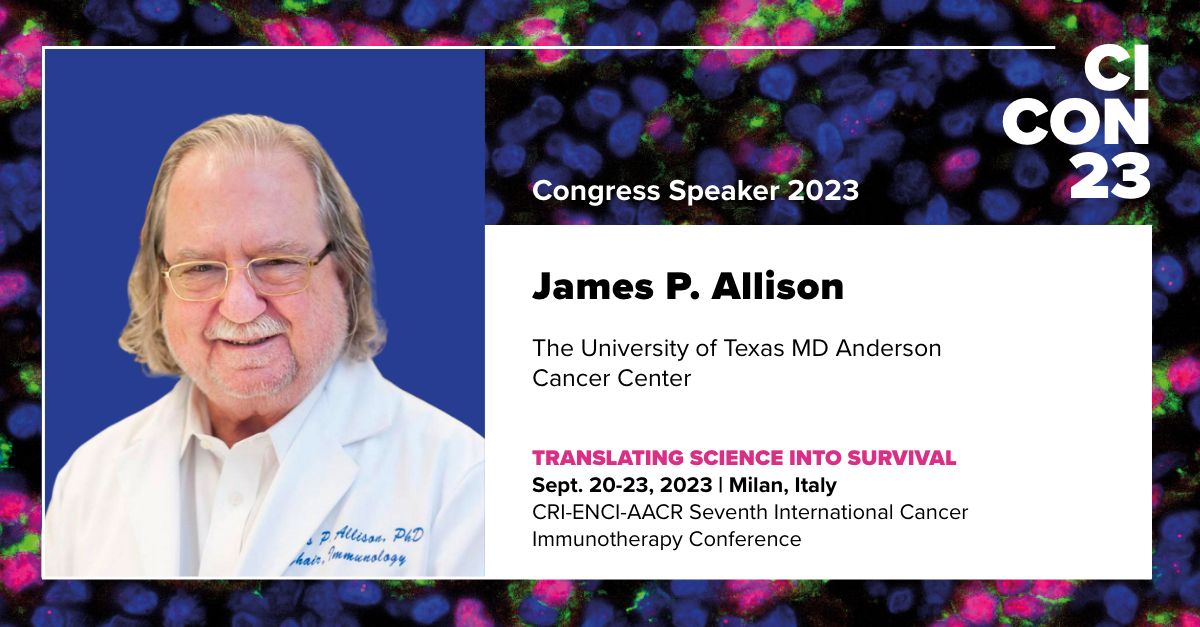 What is the future of Immune Checkpoint Blockade in Cancer Therapy? James P. Allison @JimAllisonPhD <a href="/MDAndersonNews/">MD Anderson News</a> will share his perspective on  opportunities and prospects for cures using immune checkpoint blockade at #CICON23 in Milan, Italy Sept 20-23 bit.ly/3oQt9Dm