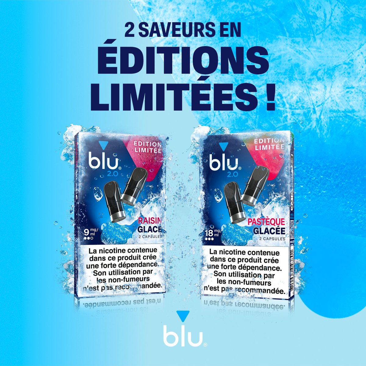 bluNationFR's tweet photo. Découvrez les nouvelles saveurs Pastèque Glacé et Raisin Glacé en éditions limitées, disponibles dès aujourd’hui ! 🍉🍇➡️ https://t.co/Ynpd8QHB3B #blu https://t.co/TNY2kx3o5o