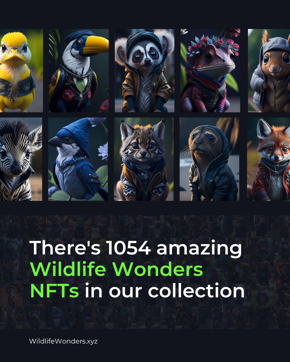 BlueSky NFT (@theblueskynft) on Twitter photo Hello Friends,
Our Artist of the Week <a href="/WildlifeWnders/">Wildlife_Wonders</a> Amazing Wildlife NFT's are MINTING NOW!
Visit 👇
wildlifewonders.xyz/mint
“MOST IMPORTANT🔥”
15% will be donated to Wildlife Conservation.
Discord Link 👇
discord.gg/vNrs3EXrA6
.
.
.
#WildlifeWonders #NFT #NFTartist Hello Friends,
Our Artist of the Week <a href="/WildlifeWnders/">Wildlife_Wonders</a> Amazing Wildlife NFT's are MINTING NOW!
Visit 👇
wildlifewonders.xyz/mint
“MOST IMPORTANT🔥”
15% will be donated to Wildlife Conservation.
Discord Link 👇
discord.gg/vNrs3EXrA6
.
.
.
#WildlifeWonders #NFT #NFTartist