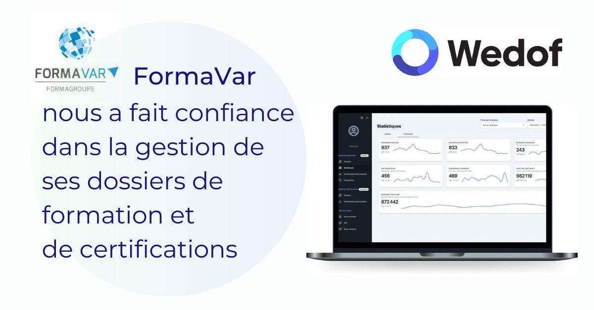 📢 #Wedof est heureux de compter <a href="/formavar/">formavar</a> comme un de ses organismes de formation et certification collaborateurs📢

#dossiercpf #edof #gestionformations #organismeformation #organismecertificateur #logicielformation #apiformation #formagroup #formavar