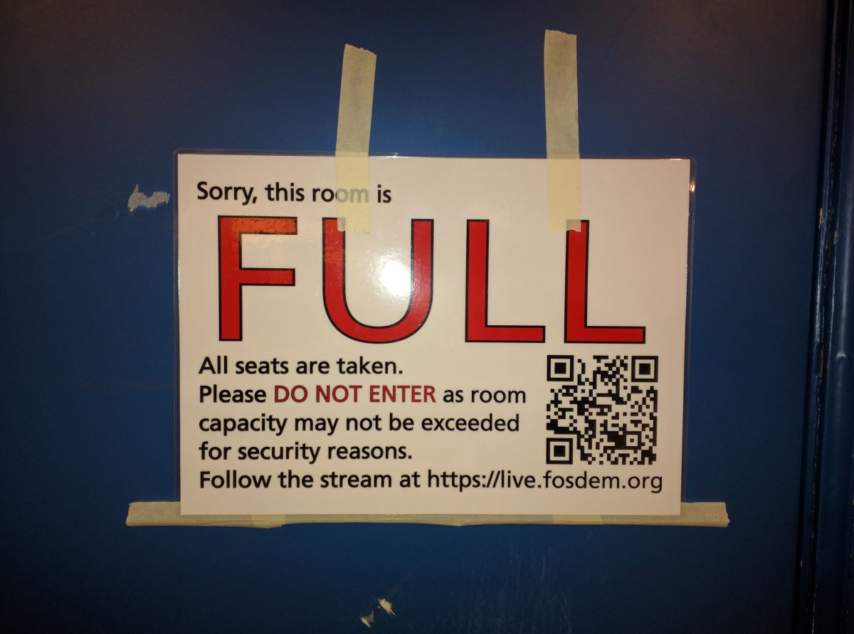 When <a href="/devopsdaysams/">DevOpsDays Amsterdam</a>  needs #fosdem full room signs