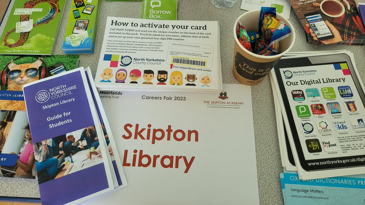 Over in Craven, we're at the @Skipton_Academy Careers Fair today looking to speak to students about the fantastic career opportunities libraries offer, and maybe finding a few #SummerReadingChallenge #volunteers too! @CILIP_YH @libsconnected