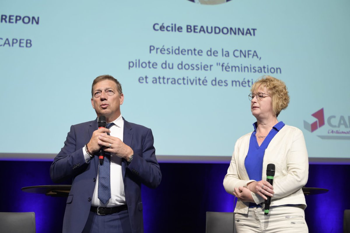 #JPC2023 - « Promouvoir l’entreprenariat au #féminin&amp; la mixité dans l’#artisanat du #bâtiment constitue 1 enjeu majeur pour la CAPEB. Nos entreprises comptent 14% de femmes. Nous profitons de chaque occasion pour accélérer la #féminisation de nos métiers » <a href="/reponcapeb/">Jean-Christophe Repon</a>