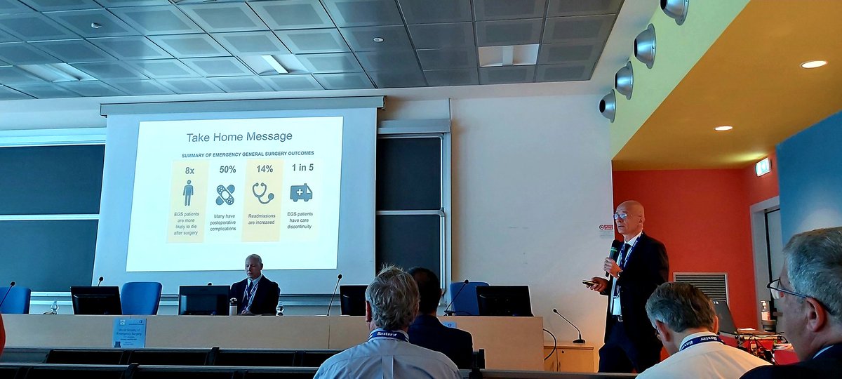 Fantastic start to <a href="/WSESurgery/">World Soc Emerg Surg</a>🇮🇹 Prof. Fausto Catena stressing the importance of dedicated EGS teams for better patient outcomes and better team working between acute care surgeons and sub-specialty surgeons <a href="/EmergentAcademy/">Liverpool EmerGenT Academy</a>