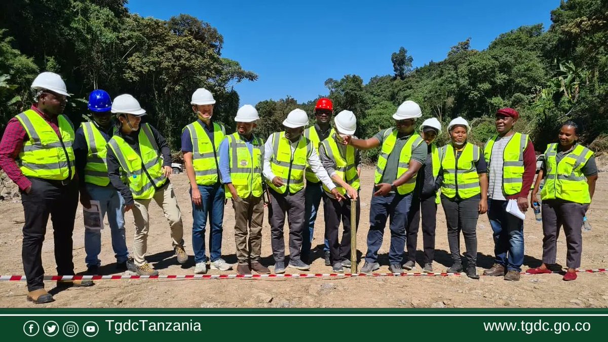 Joint photo between TGDC team and JICA geothermal advisory team pay visitation at drilling site where the first geothermal well will be drilled for the Ngozi geothermal project, South West Tanzania, on 20th June, 2023.