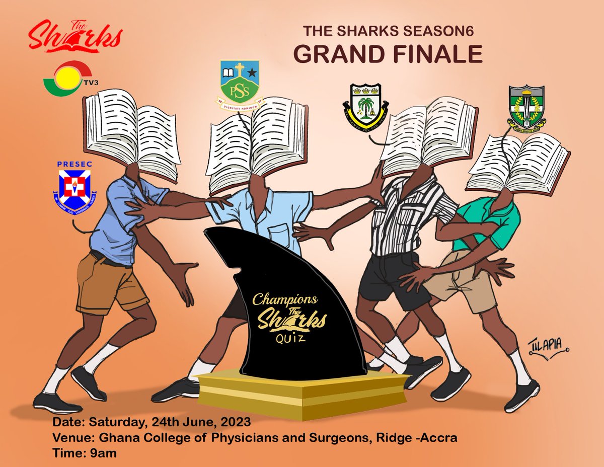 Are you ready to support your school and alma mater at The Sharks finale?

Join us on the grounds from 9am, Saturday 24th June 2023 at the Ghana College of Physicians and Surgeons, Ridge - Accra and cheer your school on. 

#TheSharks 
#Sharks6
#RiseToTheChallenge
