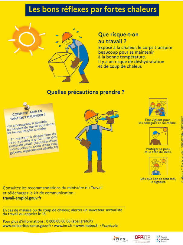 Groupement_IST's tweet image. L'été 2023 ☀️ pourrait être brûlant en France🥵et travailler pendant des périodes de #canicule augmente les #risques d’#accidents du #travail. Ces règles de #Prévention en #Santéautravail sont indispensables à appliquer dès maintenant
👉bit.ly/3CFovvd