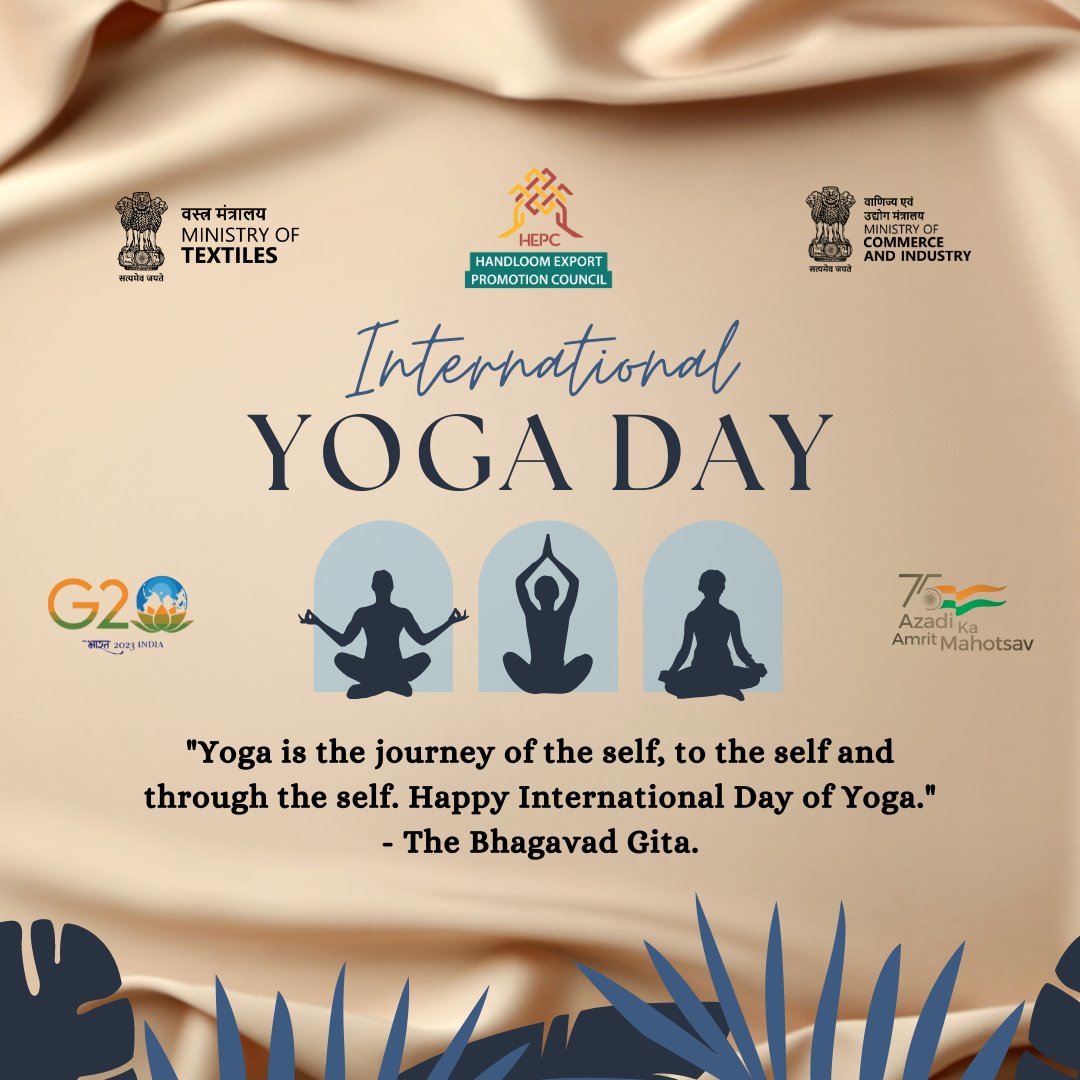 Happy International Yoga Day!

@TexMinIndia @DoC_GoI @incredibleindia

#InternationalDayofYoga2023  #YogaforVasudhaivaKutumbakam #YogaMyPride #azadikaamritmoahotsav