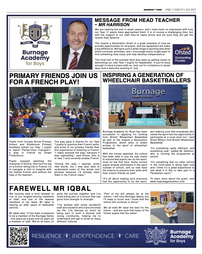 July Issue
Page 7 - All the latest news from Burnage Academy for Boys!