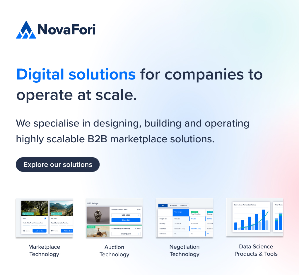 @nova_fori is transforming how organisations manage their online operations and sales processes—ensuring growth and long-term scalability by providing the digital platform that is right for them.

#B2Bmarketplace #eAuction #b2btech
