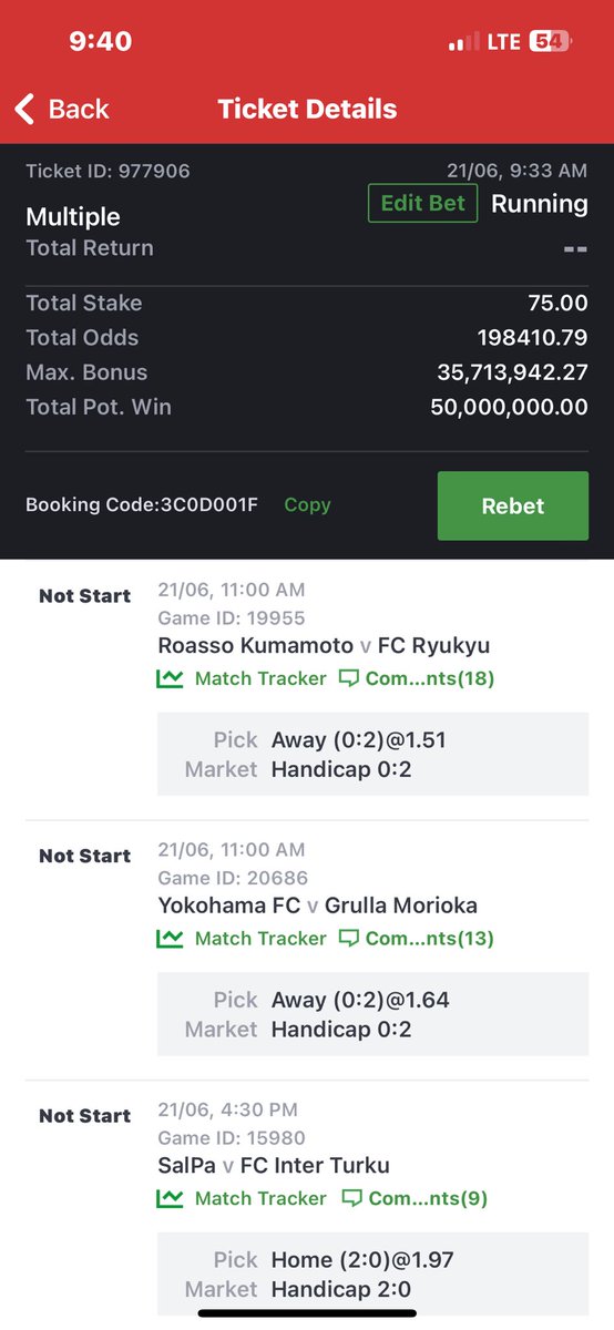 All handicap 2. We go chop this game. Handicap 2 now. 50 million. It’s coming with Edit. @Kingkuti_  over 1.5 must come out of this game now. Make we counter the game 🏆🏆🏆💥💥💥✅✅✅ @LouieDi13 @mrbayoa1 @Agba_Tuzpundit @OlaseniFeyisayo @CHIZZY_BB @cindy_blog Code - 3C0D001F