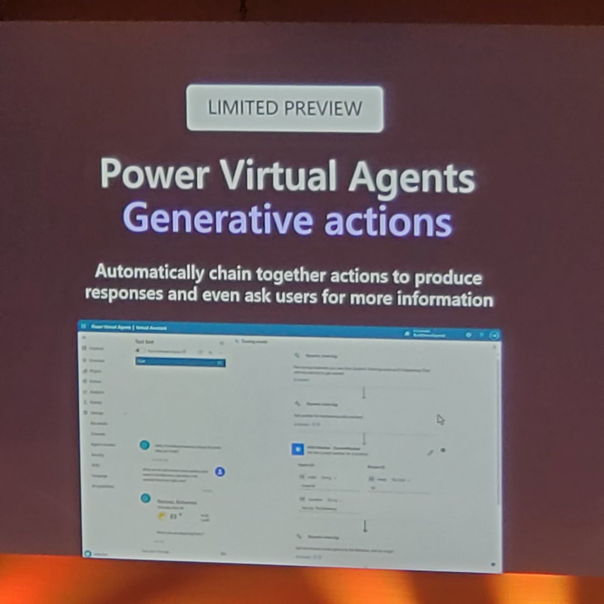 The impact #AI has had on #PowerVirtualAgents is incredible. The #1 challenge is content, but with #GenerativeAnswers you can upload documents and accelerate this greatly. What about when content isn't enough? #GenerativeActions greatly helps close the gap #PowerPlatform #EPPC23