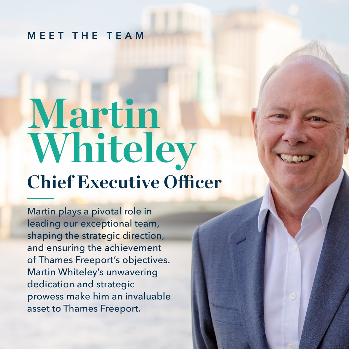 The driving force behind the Thames Freeport’s success. As our Chief Executive Officer, Martin Whiteley plays a pivotal role in leading our exceptional team, shaping the strategic direction, and ensuring the achievement of Thames Freeport’s objectives. #ThamesFreeport