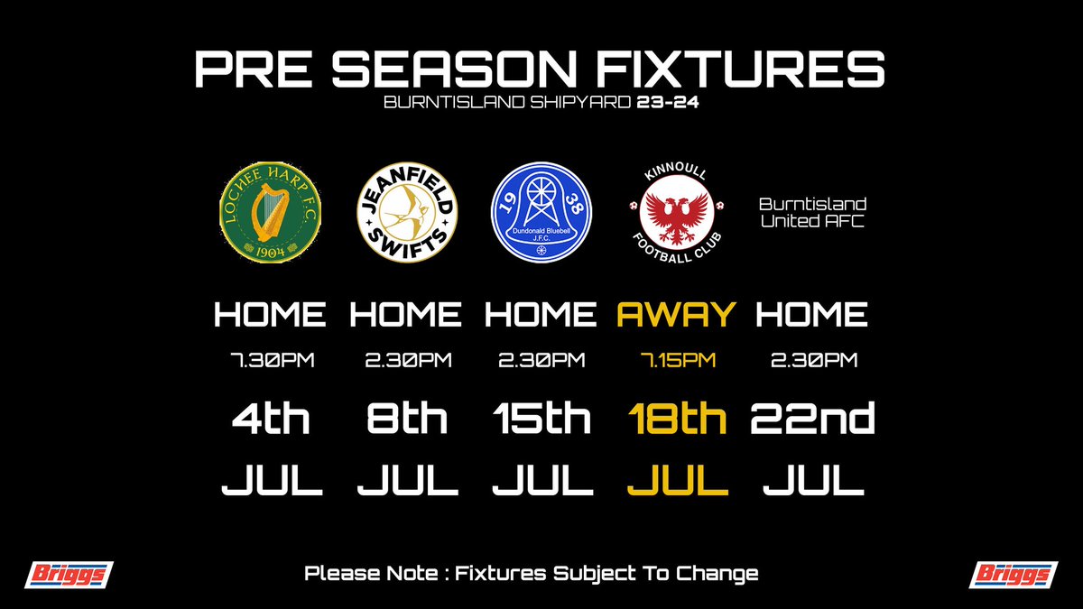 The Club can confirm the following pre season friendlies have now been arranged.