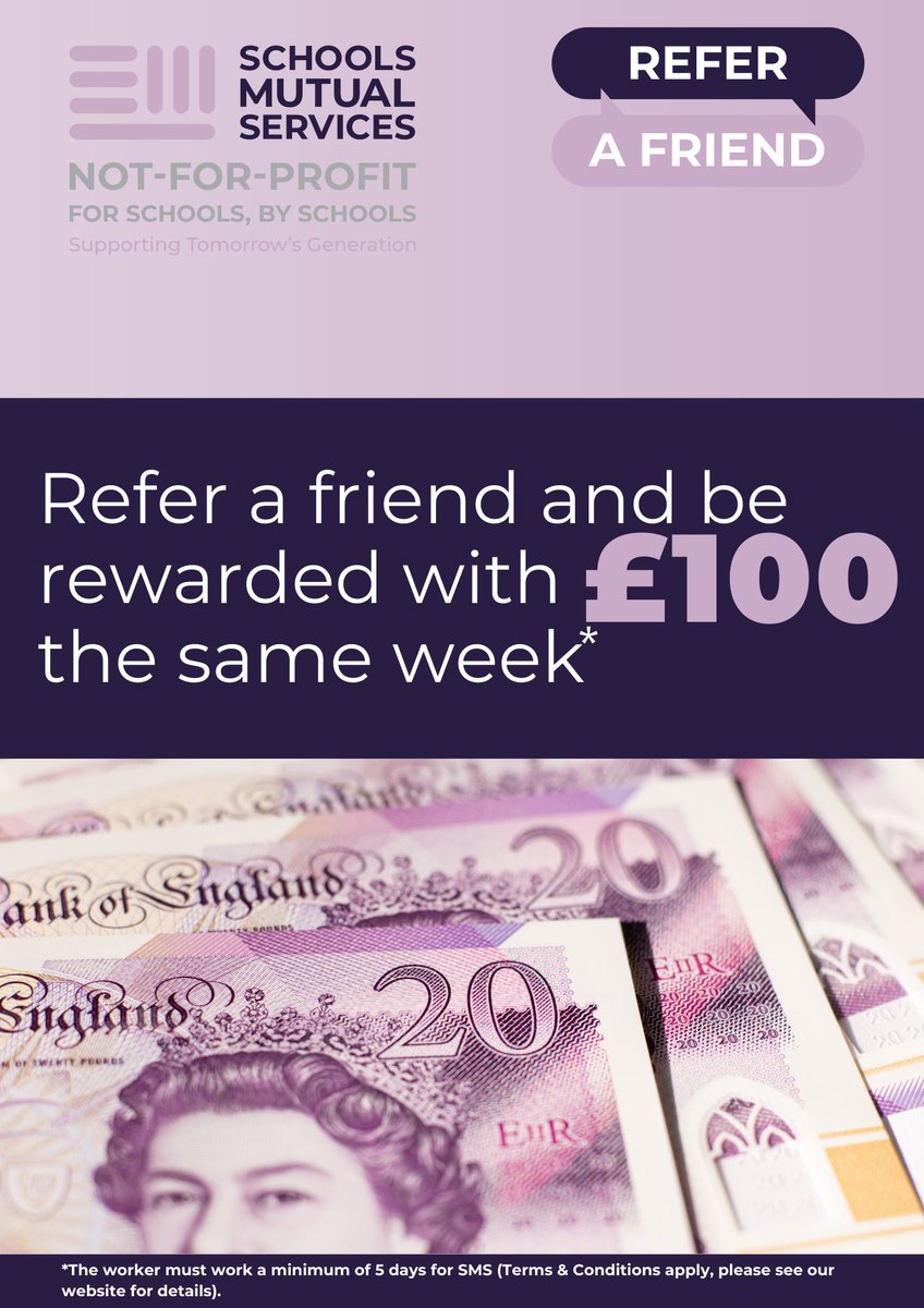 schools_mutual's tweet image. Want £100 in your pocket? Refer a friend to us today and we'll reward you with cash the same week!*  

#sameweek #Newcastle #SchoolsMutual #Lookingforwork