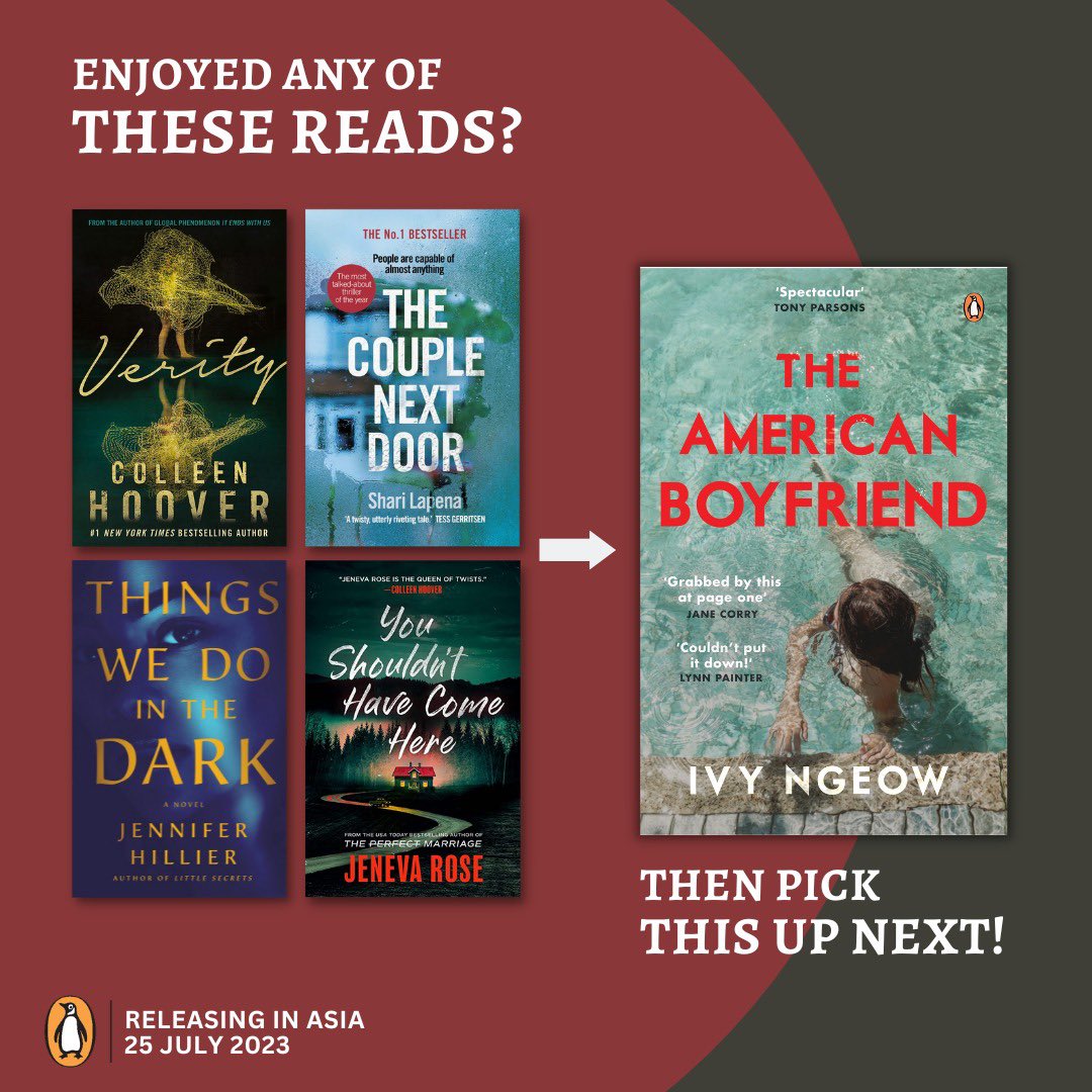 ivyngeow's tweet photo. We are 5 weeks away from launch day in Asia! 
The USA inspires my writing because I’ve grown up reading American classics or noir. Have you read these contemporary American thrillers? 

@PenguinBooksSEA @BookishSanta https://t.co/zbHANrQYXa