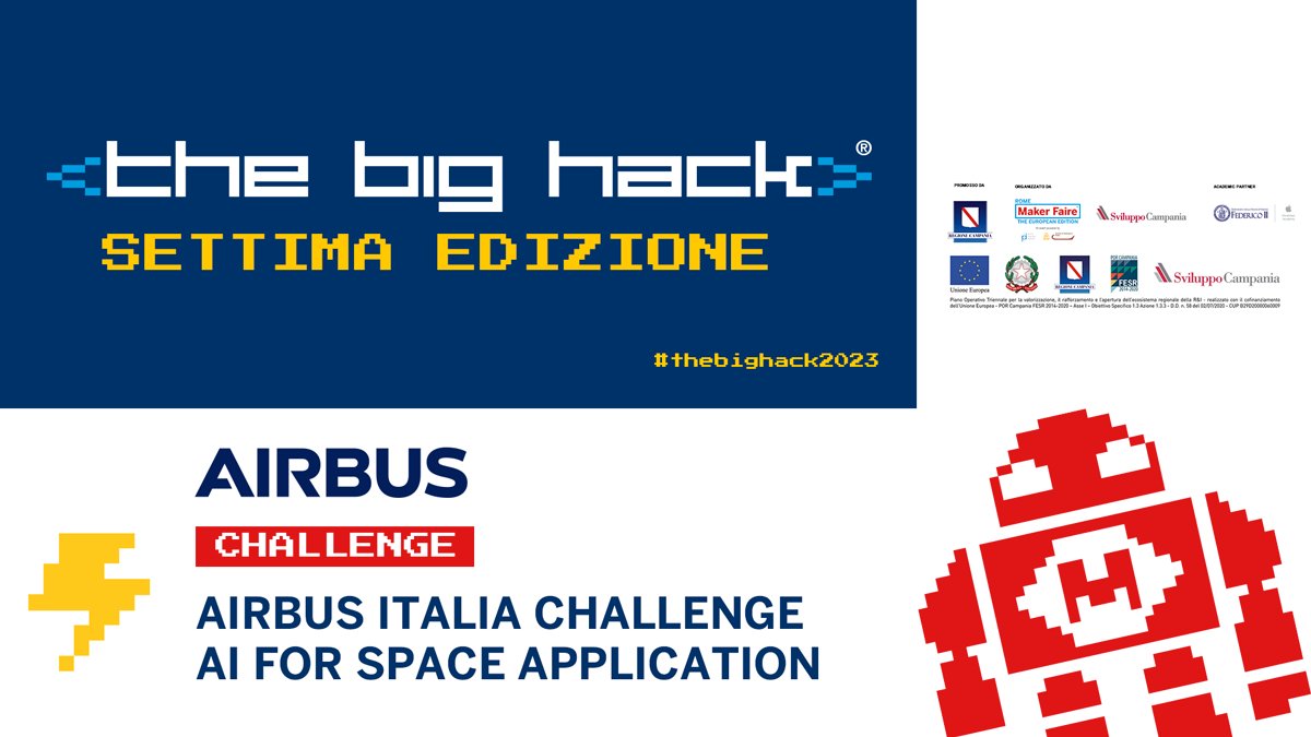 MakerFaireRome's tweet photo. ✈️Proporre possibili applicazioni dell'#AI su piccoli satelliti o droni, evidenziandone criticità e opportunità anche in termini di #sostenibilità: è il tema della challenge "AI for Space Application" di @Airbus a #thebighack2023. Partecipa!
https://t.co/8mjZ7F6ImU https://t.co/FWnDjP8zgD