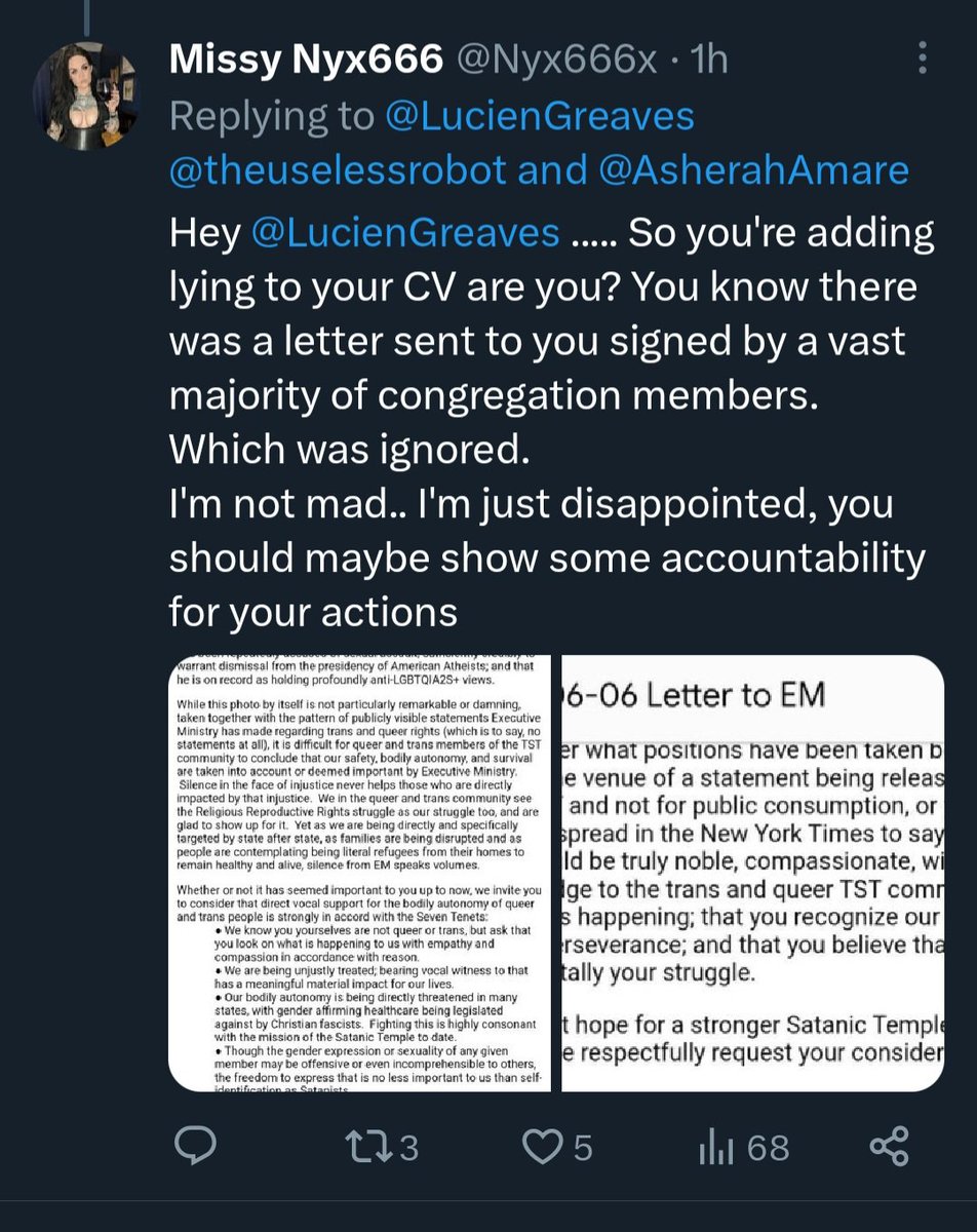 KeketBonnet's tweet photo. I might be blocked but these beautiful bastards certainly aren't. (Yet)
Hey @satanic_temple_ come get your spokesperson, he's acting a damn fool, imo, and apparently lying?
#TheSatanicTemple #TheSatanicTempleUK #TST #TSTUK https://t.co/mtqYlSo9YQ
