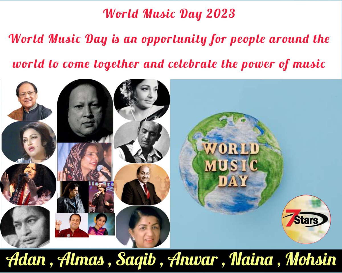 On the occasion of #WorldMusicDay2023
Space will be held today with team #7Stars at 7:00pm PST,

Stay with us 🎶❤️
