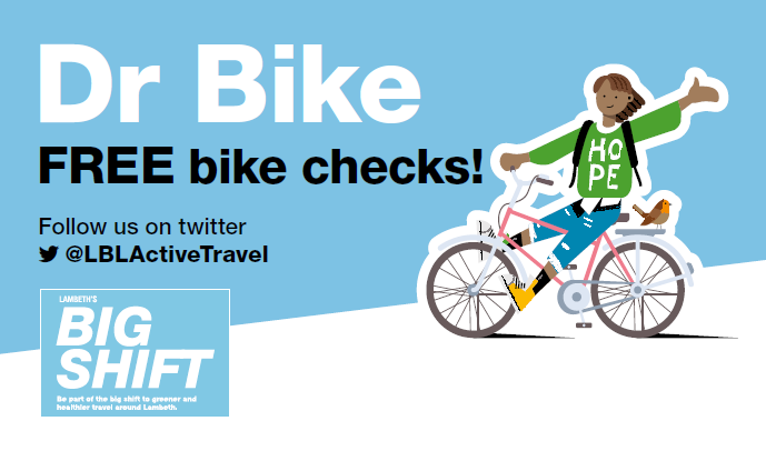 Visit our FREE Dr Bike to get your bike checked and keep pedalling!🚲 TODAY, Shakespeare Road / Coldharbour Lane, 16:00 – 19:00. View our full list of Dr Bikes here: orlo.uk/L3gKD @lambeth_council @cycleconfident #drbike #LambethBigShift