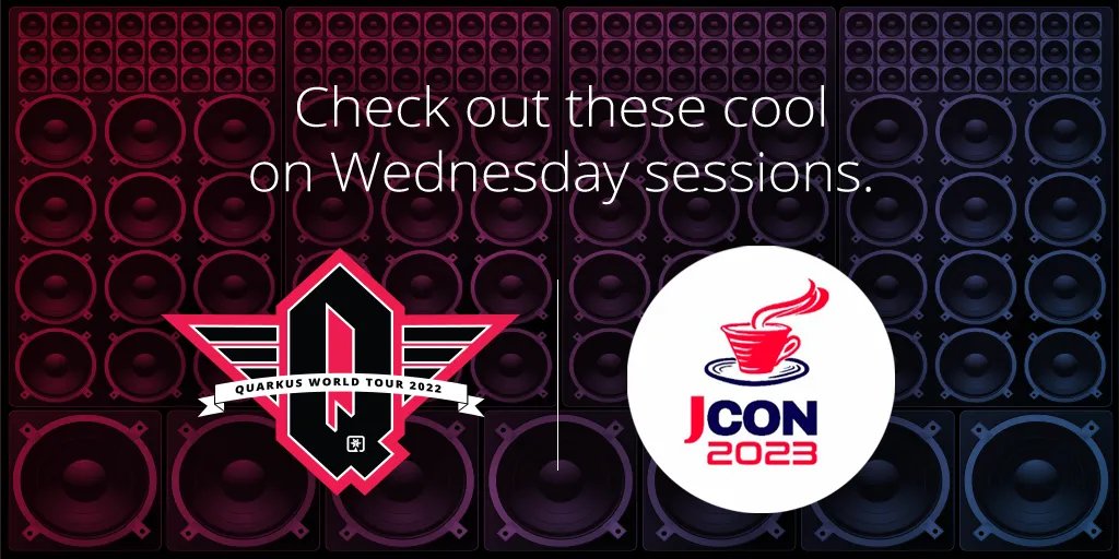 Wednesday sessions at JCON Europe: 
'Writing Serverless Applications with Quarkus and Knative' with Kevin Dubois at 14:00 - 14:45 and 'Migrate Spring Boot App to Quarkus. Stage Unlocked' with Jonathan Vila at 17:00 - 17:45

buff.ly/45Z3dGt

@jcon_conference #JCON2023