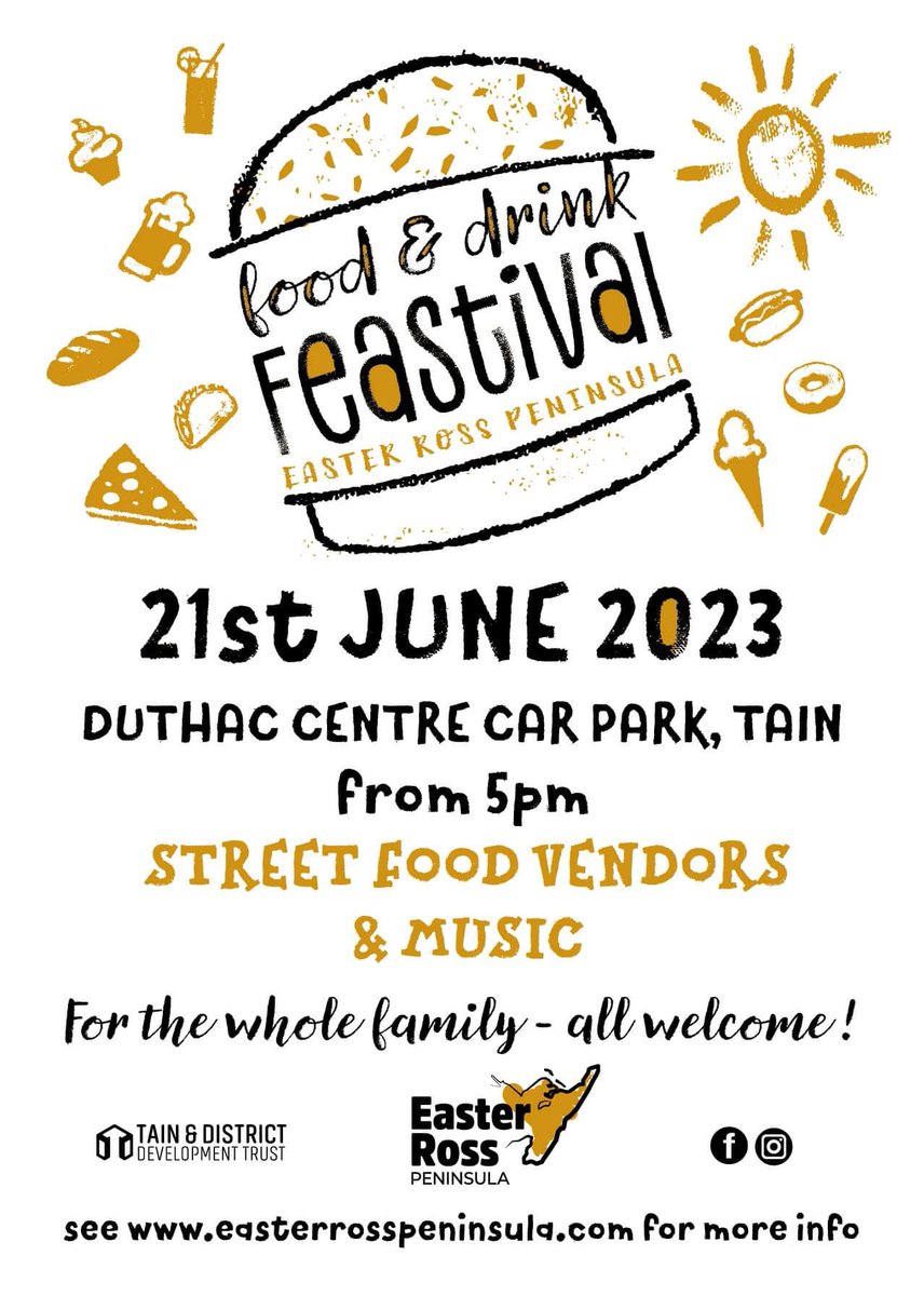 Back again for 2023 😀

Looking forward to seeing & serving you all later 😉

#streetfood #feastival #music #tain #easterross #duthac #craic #seafood #theredshankuk