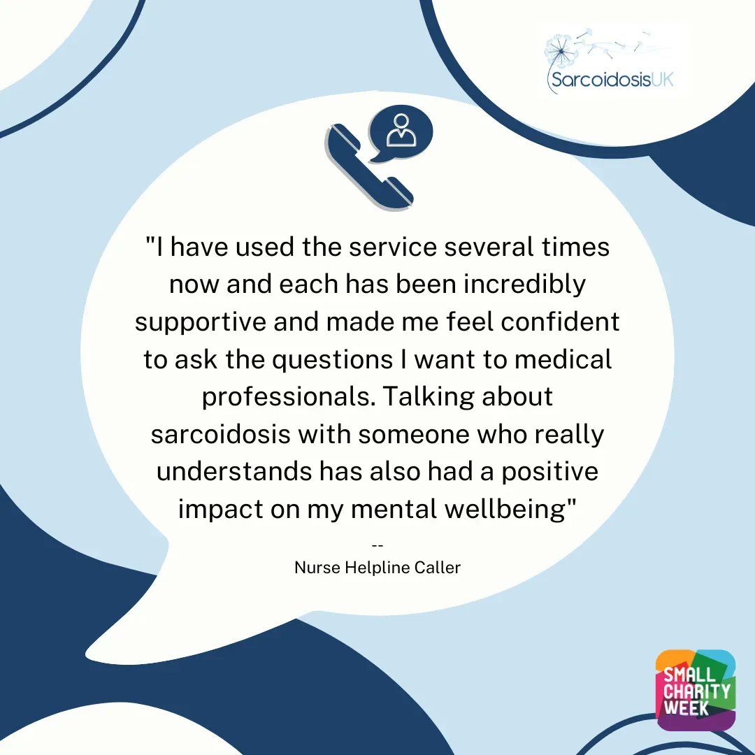 Day 3 of #smallcharityweek! Today we're highlighting the SarcoidosisUK Nurse Helpline! Our nurses provide information & support to those affected by sarcoidosis. Help us sustain this vital service by donating today! Your contribution makes a big difference
buff.ly/3OIVqEi