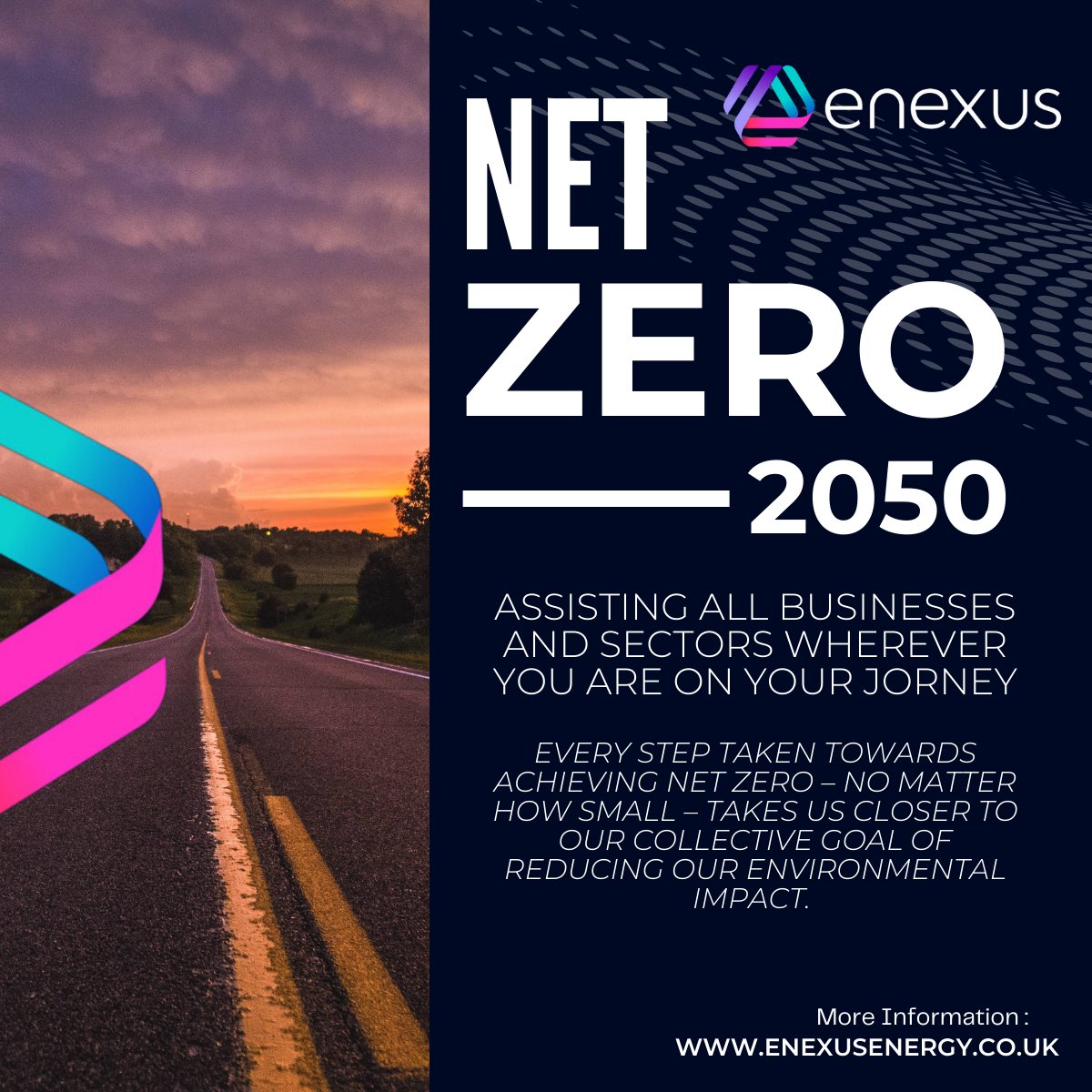 Enexus Energy (@enexusenergy) on Twitter photo Businesses in every sector will be at different stages on their journey towards carbon neutrality and supporting the UK’s pledge to reach Net Zero by 2050.
Enexus can help map out your bespoke strategy.
Book your free consultation today: info@enexusenergy.co.uk Businesses in every sector will be at different stages on their journey towards carbon neutrality and supporting the UK’s pledge to reach Net Zero by 2050.
Enexus can help map out your bespoke strategy.
Book your free consultation today: info@enexusenergy.co.uk