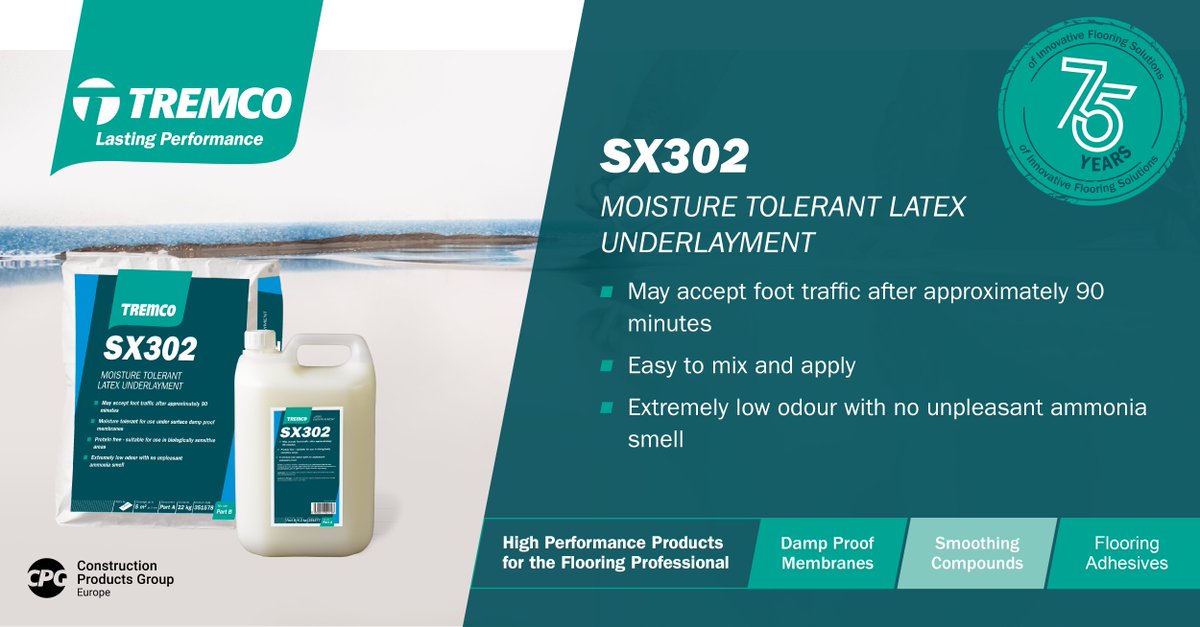 Let's focus on...✨SX302✨

Protein free ✔️

May accept foot traffic after 90 minutes ✔️

Extremely low odour ✔️

Find out more here: hubs.li/Q01TMXlf0

#teamtremco #flooringsolutions #flooringexperts