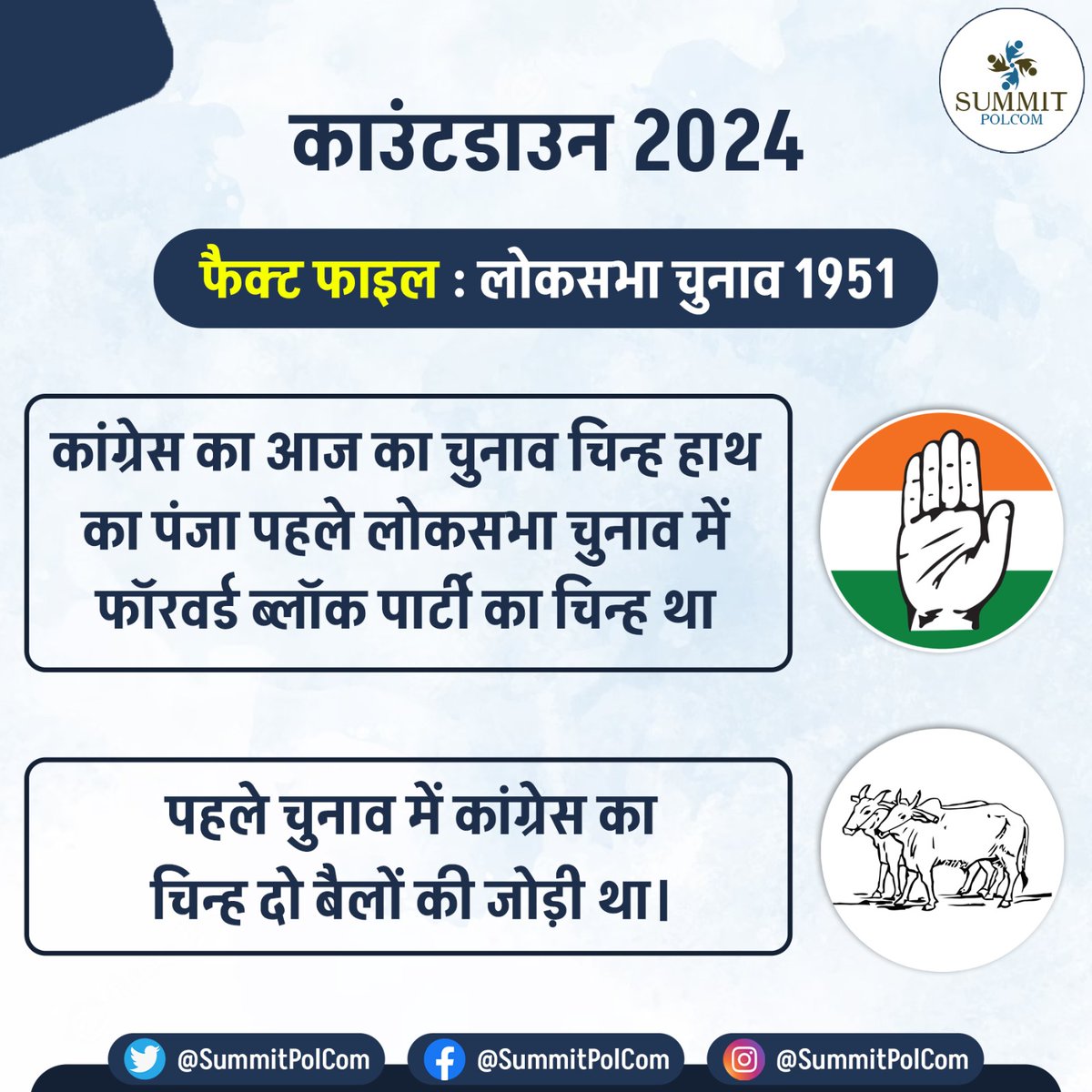 काउंटडाउन 2024 

फैक्ट फाइल: पहले लोकसभा चुनाव (1951) में कांग्रेस का नहीं इस पार्टी का चुनाव चिन्ह था 'पंजा'

#LoksabhaElections2024 
#लोकसभाचुनाव2024