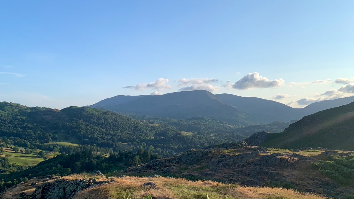 Sunny day after welcome rain relief yesterday #LakeDistrict ☀️💚 with #view over #Ambleside  #Fairfield #landscape #photo #Cumbria 🐑