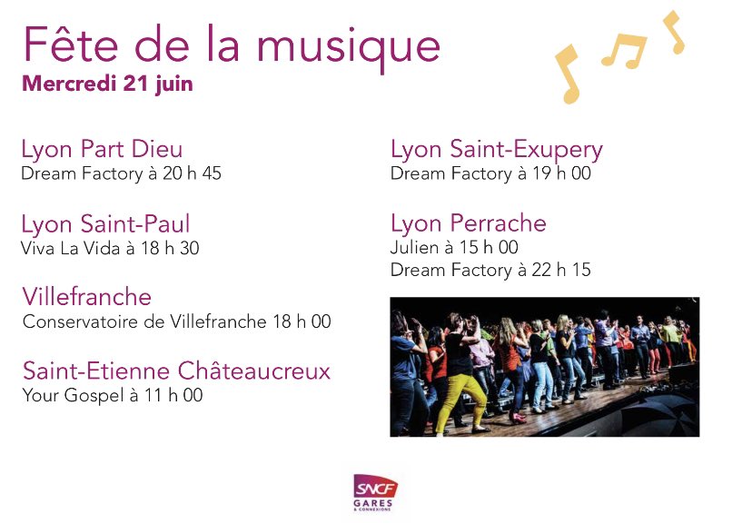🎶 Les gares Lyon Vallée du Rhône fêtent la musique ! 
Découvrez le programme de vos gares 👇