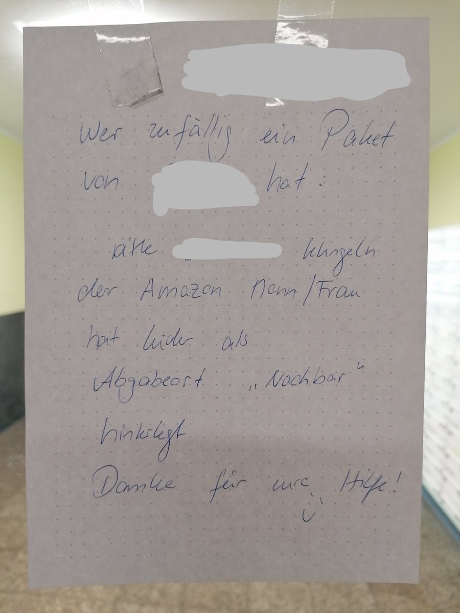 wolfsmilie's tweet photo. Statt #NotesofBerlin heute mal #NotesofMD. Erstmal nichts besonderes, wenn der Zettel nicht in einem Hochhaus mit 14 Etagen hängen würde... 😂
@amazon @amazonDE eure Boten haben wirklich Humor! https://t.co/Fz4QIwNJDB