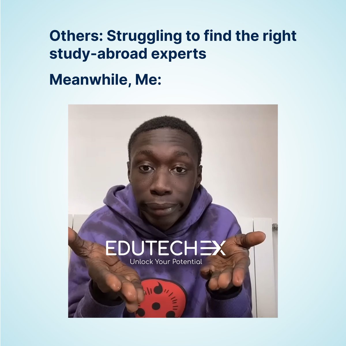 EduTechEx1's tweet image. Why complicate things when you can take the faster route to your dream future with EDUTECHEX 🙌🏼

Visit edutechex.com to know more 💻

#EdutechEx #StudyAbroad #CareerCounsellors #Memes #KhabyLame