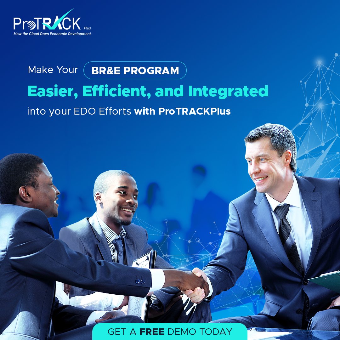 ProTRACKPlus_'s tweet image. Streamline the activities of your BR&amp;amp;E program &amp;amp; maximize the impact of your BR&amp;amp;E efforts with #ProTRACKPlus. Our comprehensive solution makes BR&amp;amp;E easier &amp;amp; integrates with your #EconomicDevelopmentOrganization efforts. Get a free no-obligation demo today. myprotrackplus.com