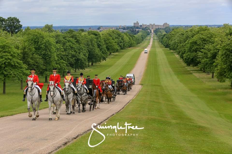 Day 2 of looking back through our archive of Royal Ascot see's the Royal Household team passing through the Great Park en-route to pick up the Monarch and Guest for their ride to the course.