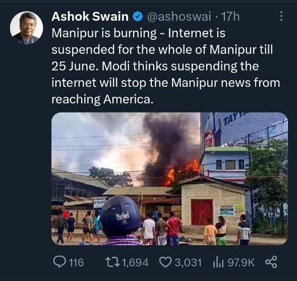 Arun Pudur on Twitter "Professor of Peace Ashok Swain is very worried