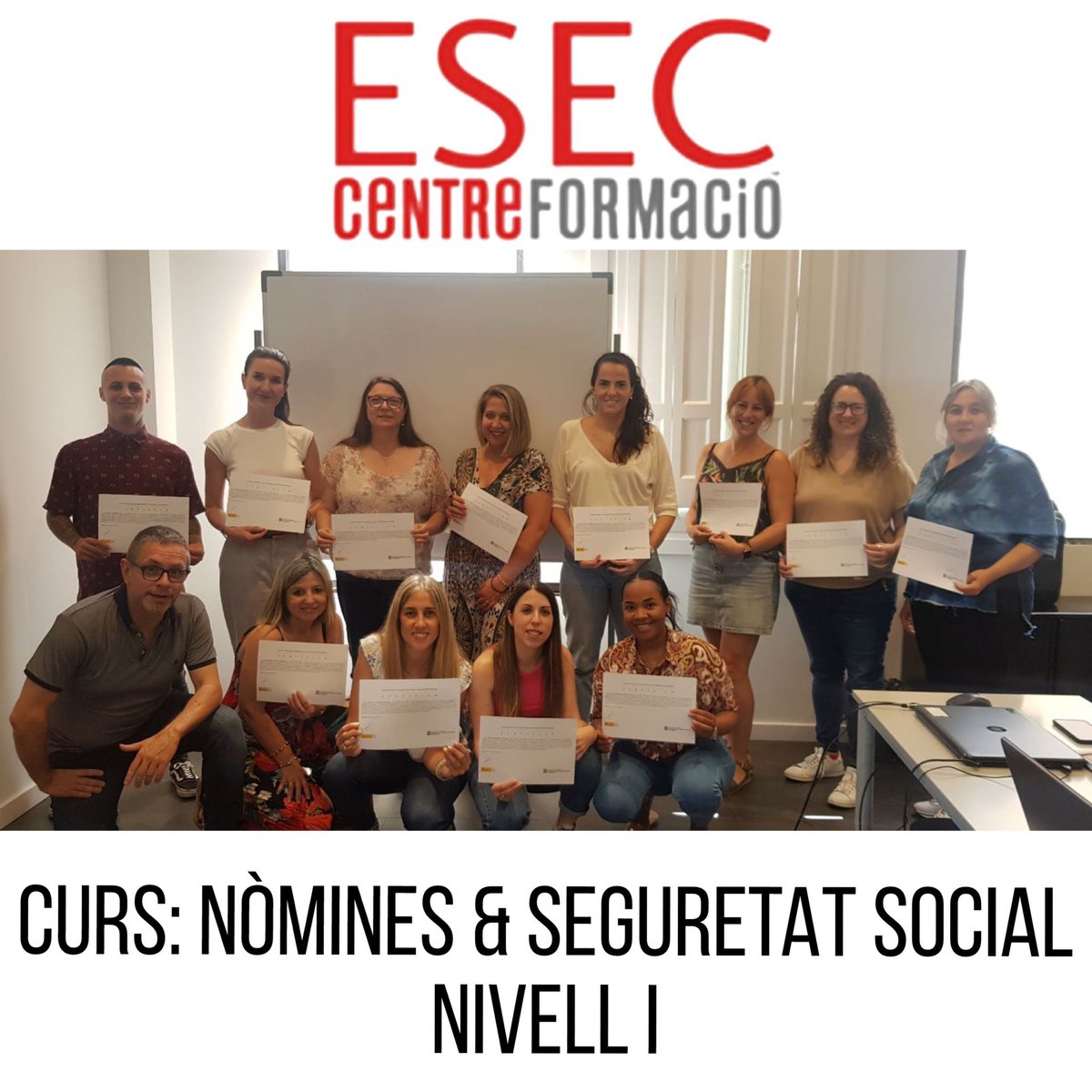 ESEC_Formacio's tweet image. Alumnes del curs NÒMINES&amp;amp;SEGURETAT SOCIAL NIVELL I q van finalitzar amb èxit la seva formació i ara la poden completar amb el NIVELL II  
NIVELL I-Oberta la preinscripció  
NIVELL II-Propera convocatòria inici 18/9  
+info
📞937272727  
📬esec@esec.cat
💻esec.cat