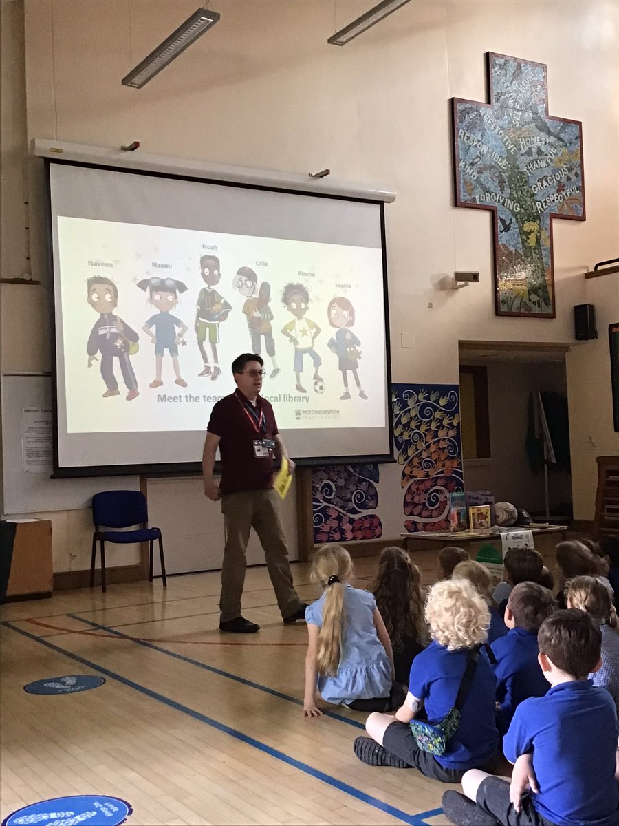 NorthleighCofE's tweet photo. What an amazing assembly we had this morning from James @MalvernLib . The Malvern library summer reading challenge is being launched on 8th July. Please do get involved. It has a sport theme this year and there are smelly stickers and frisbees on offer too as prizes! #NPSReading https://t.co/1pqZGK1UOm