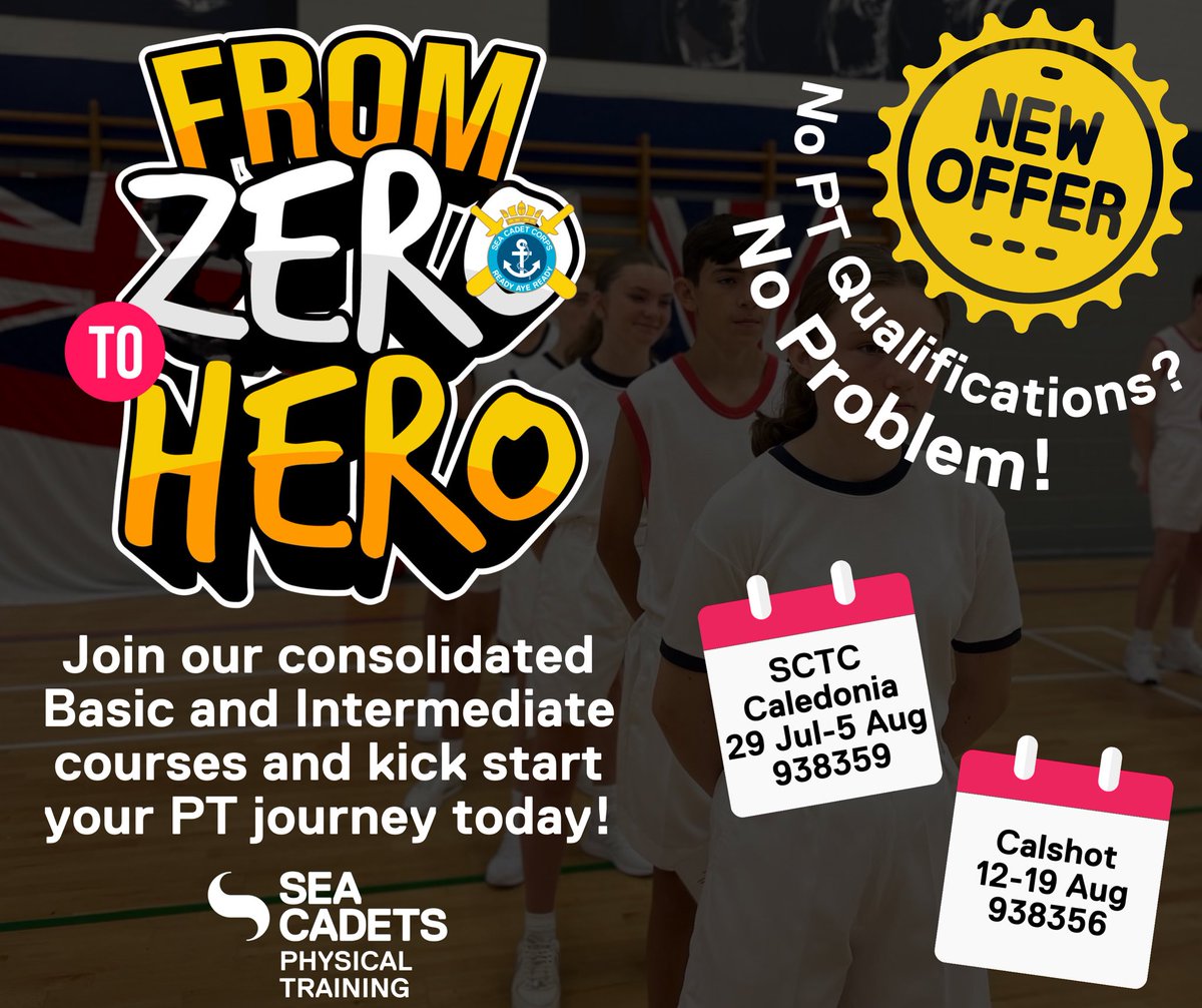 🚨NEW OFFER🚨

Are you ready for the challenge?

Join our ‘Zero to Hero’ consolidated Basic and Intermediate course and kick start your Sea Cadets Physical Training journey today!