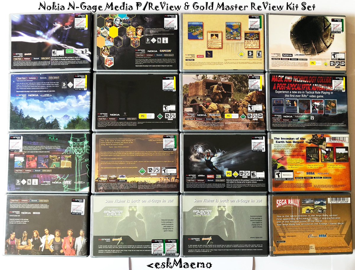 eskMaemo's tweet photo. Back side of the N-Gage G2.0 / G3.0 Press Kits game boxes. https://t.co/8zpMIGJeyH