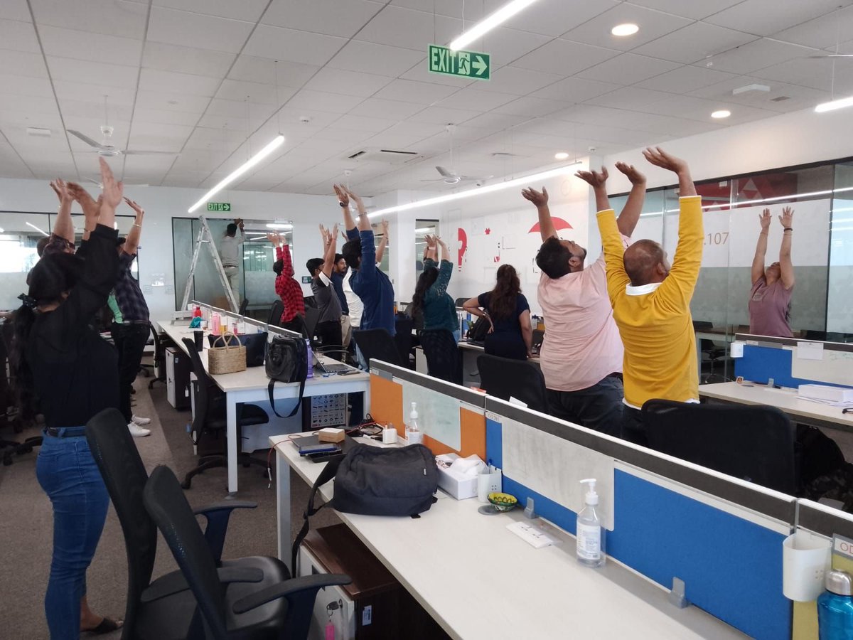 Our Laughter yoga session in Mumbai brought energy, fun, and positive vibes to our office floor. Participants felt relaxed and energized.Let's embrace laughter and create harmony at work! #LaughterYoga #LifeAtMoglix #Moglix #MoglixHaiNa