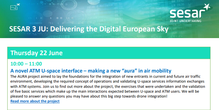 PJ34AURA's tweet photo. Tomorrow we will be at the European Commission's stand (Hall 2A, stand number #B276) at the International Paris Air Show 2023 in Le Bourget✈ with Marta García Gutiérrez from @IndraCompany, representing the #AURA project thanks to @SESAR_JU. Don't miss it from 10:00 to 11:00⌚! https://t.co/Yw5BzDpyhp