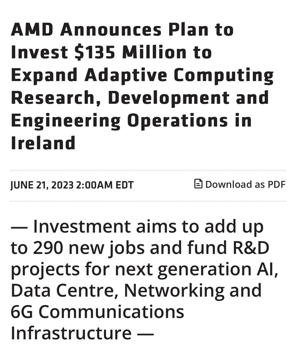 AMD gelecek 4 yılda 135 milyon $ yatırım yapacağını açıkladı, İrlanda’da bulunan Xilinx Ar-Ge merkezine. Bilindiği üzere FPGA çiplerin en büyük geliştiricisi olan Xilinx, AMD tarafından satın alınmıştı. Yeni yatırımın bölgede 290 katma değerli istihdam sağlaması bekleniyor.