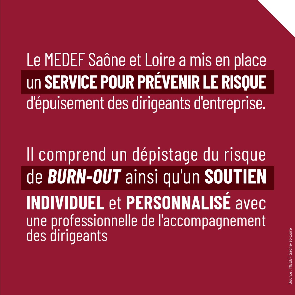 BONNE PRATIQUE I
La Qualité de vie des #dirigeants d'entreprise est aussi importante que la Qualité de vie au travail des #salariés 
#QVT #ODD #RSE 
<a href="/medef71/">Medef 71</a>