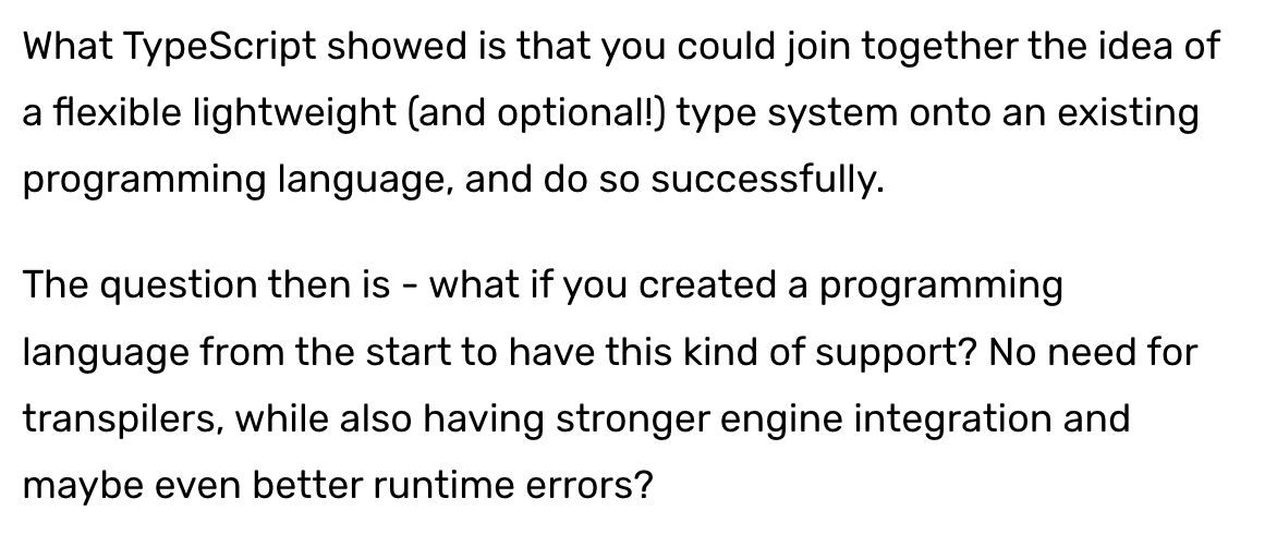 Just read @jntrnr's article 'Scripting languages of the future'.

jntrnr.com/scripting-lang…

JT mentions 'flexible lightweight (&amp; optional!) type system' as an important feature of language scalability.

Sounds familiar? PHP has it and without a need for transpiling 🫰
