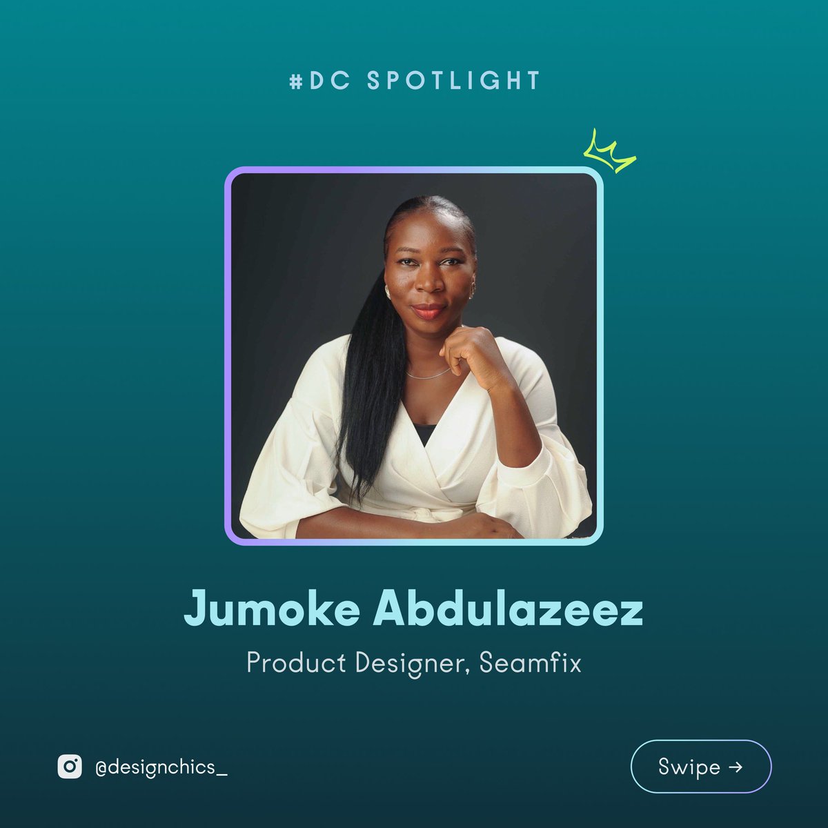 Designchics's tweet photo. It is another Design Chics Spotlight episode 🥳

This Wednesday, we have the pleasure of featuring one of the Design Foundry mentors, Olajumoke Abdulazeez, a Product Designer @seamfixltd https://t.co/tJNGame7rJ