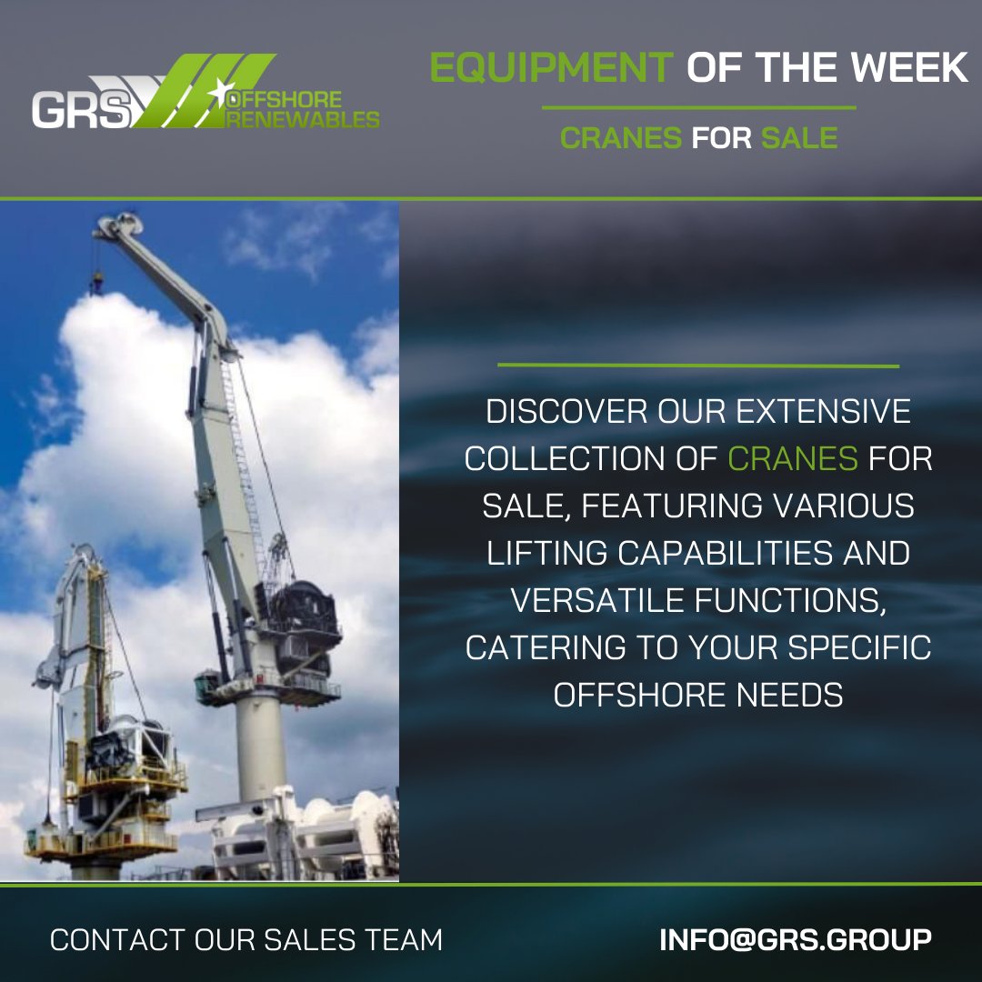 Uncover an Array of Powerful Cranes for Sale, Tailored to Your Offshore Demands, with Dynamic Lifting Capabilities and Versatile Functions.

Check out our database:
grs.group/grs-offshore-r…

#OffshoreCranes #OffshoreIndustry #OffshoreNeeds #OffshoreEquipment