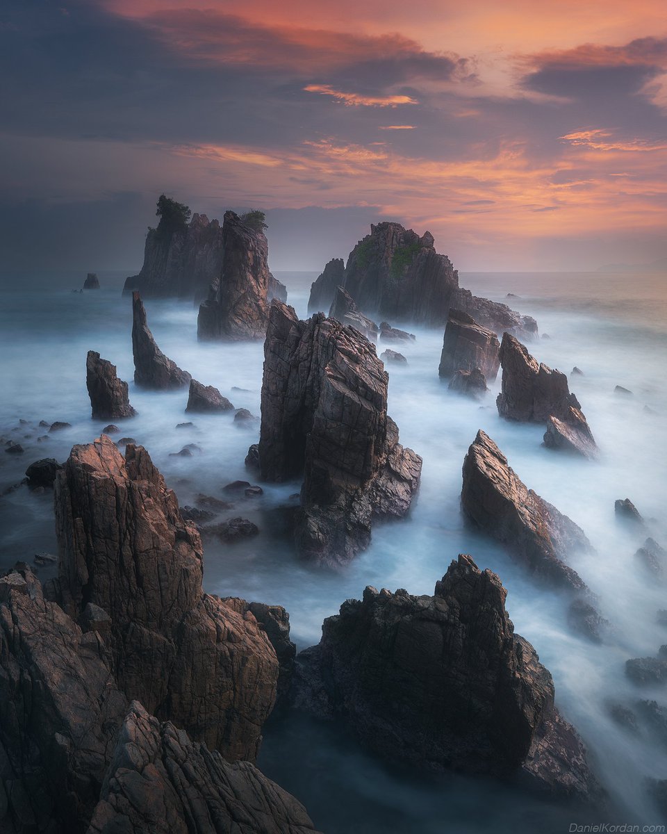 The most epic spot for seascapes in Indonesia, if not the whole world - Gigi Hiu or Shark's teeth. Located at south Sumatra island. To get here one must drive 5-6 hours, mostly on dirt road in the jungles and camp at the rocky beach just in front of these sharp stacks.